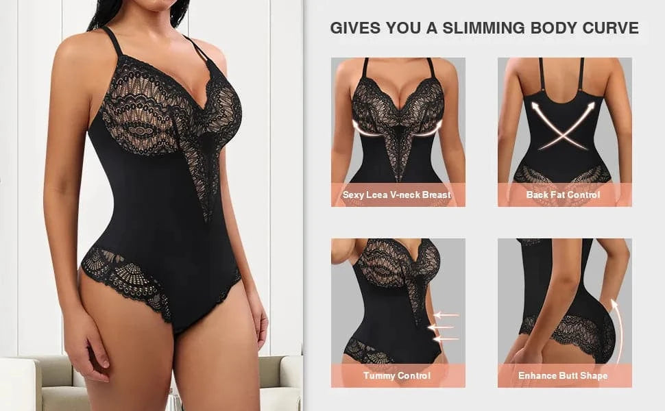 3 Pack - Lace Shapewear Bodysuit with Tummy Control up to 3XL