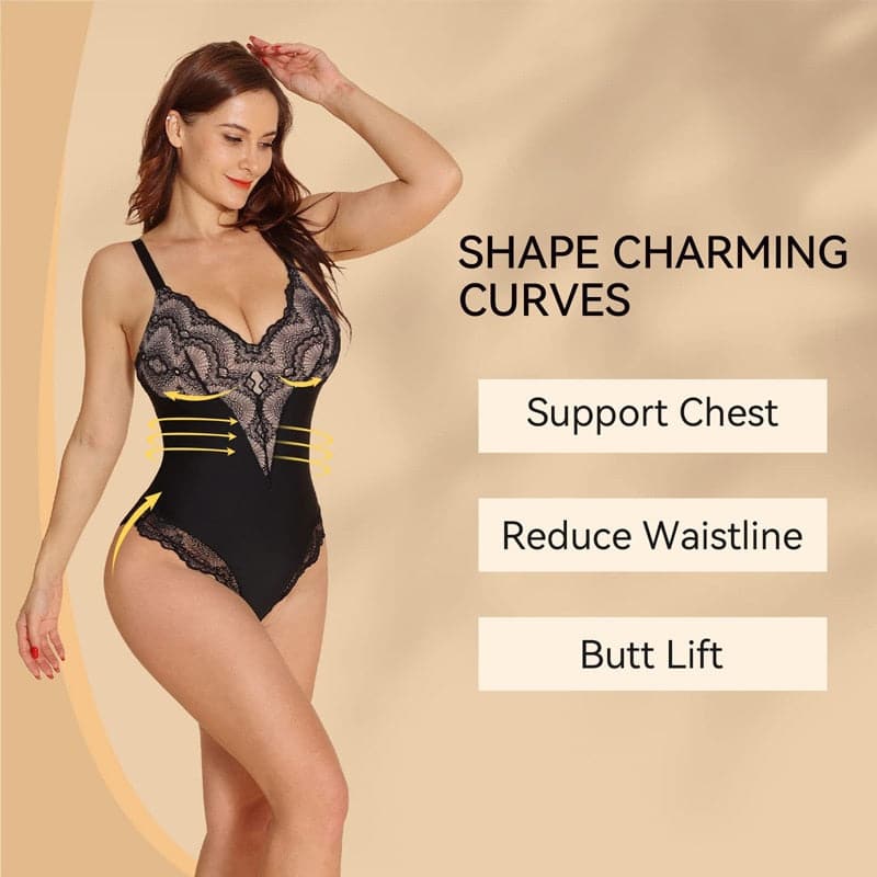 3 Pack - Lace Shapewear Bodysuit with Tummy Control up to 3XL