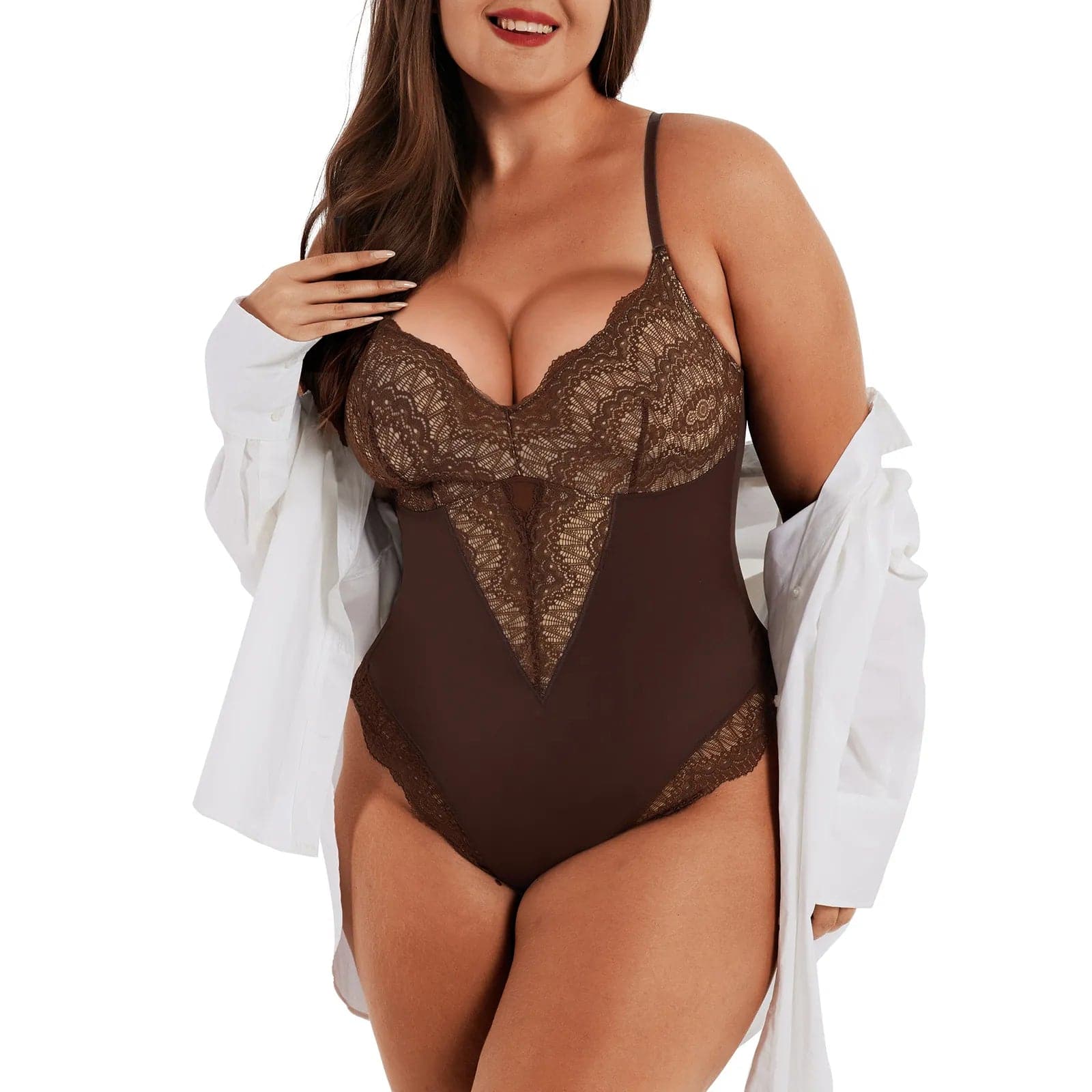 3 Pack - Lace Shapewear Bodysuit with Tummy Control up to 3XL