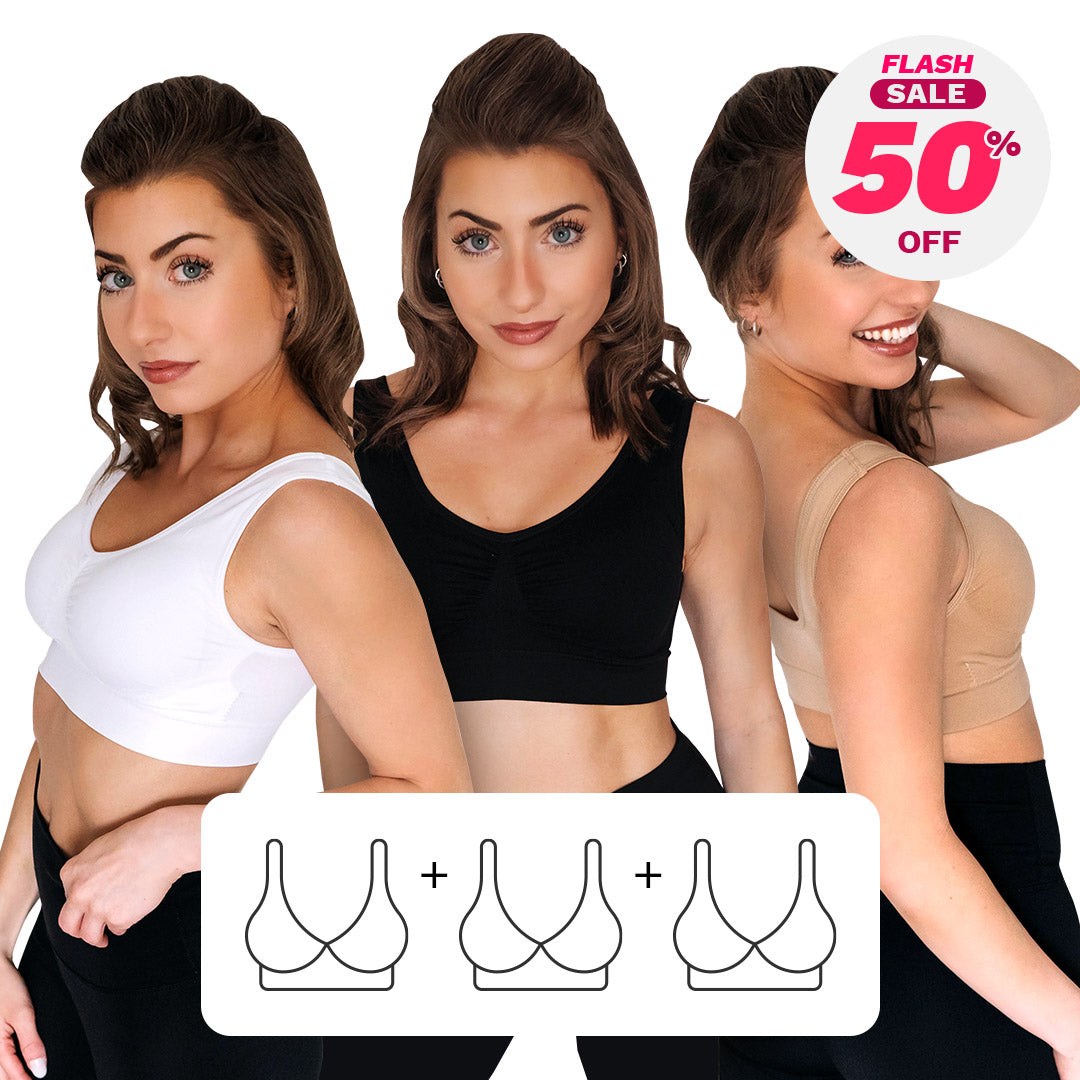 Buy Women's Set of 3 - Solid Seamless Bra with Adjustable Straps Online